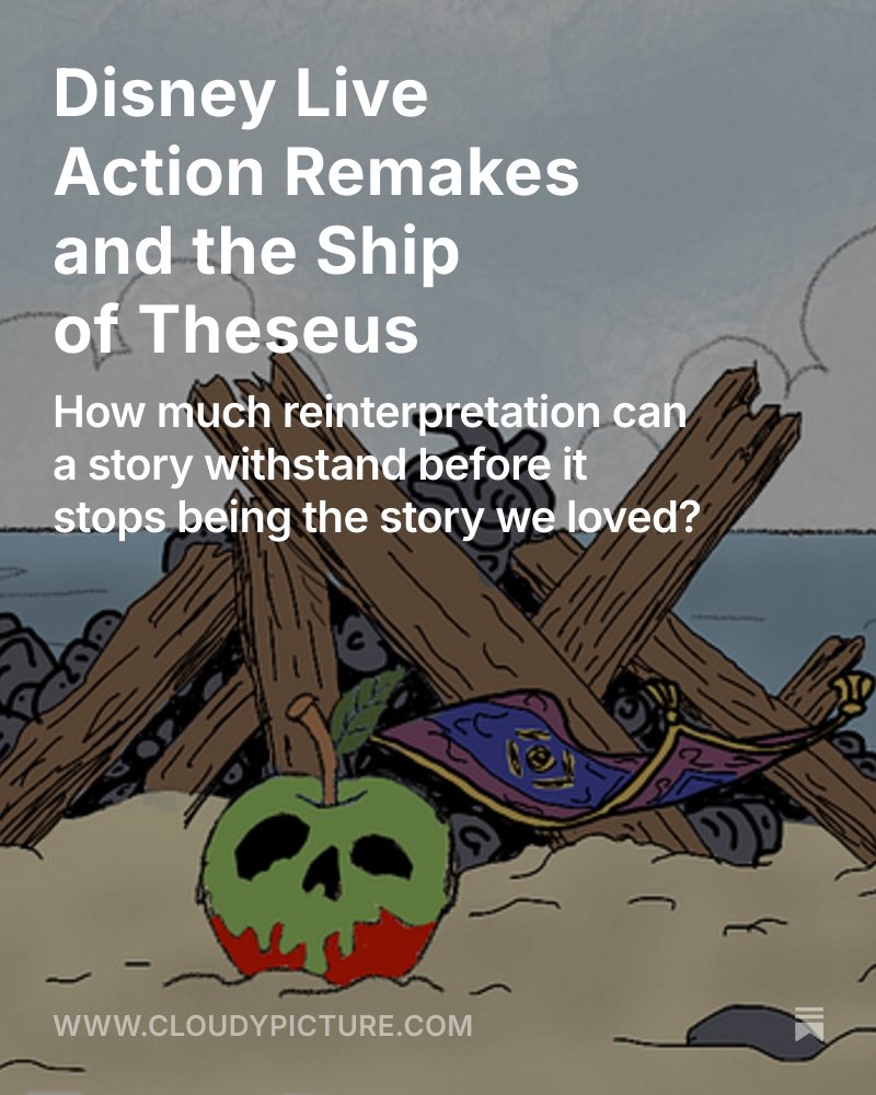 Every Disney remake is its own Theseus experiment, needing to make enough changes to justify its existence without changing the core identity of the original. And that’s where the problems arise… cloudypicture.com/p/disney-live-…