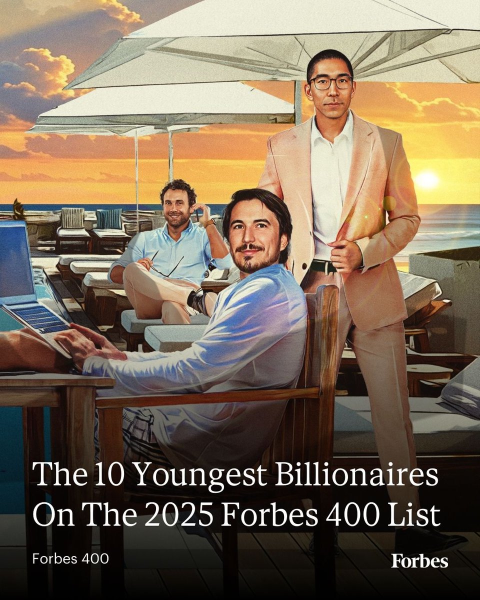 The youngest member of the #Forbes400 is 37—and made the list for the first time. Here's who he and the other youngest members are.
trib.al/RIE8RC9 (Illustration by Neil Jamieson for Forbes)