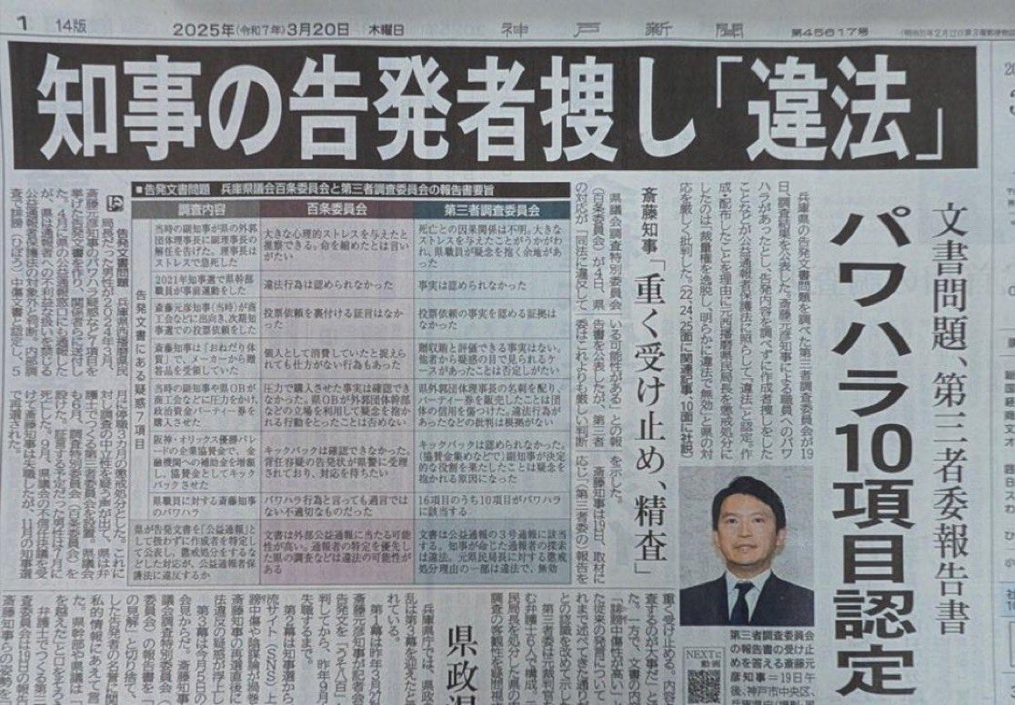 毎日、誰かの目に触れるように！
#斎藤元彦は公益通報者保護法違反
#斎藤元彦知事失格
#斎藤元彦にNO
#兵庫県政を正常に 
#兵庫県知事問題
#兵庫県知事定例記者会見 
hyogo-seijoukai.jp/siryou/