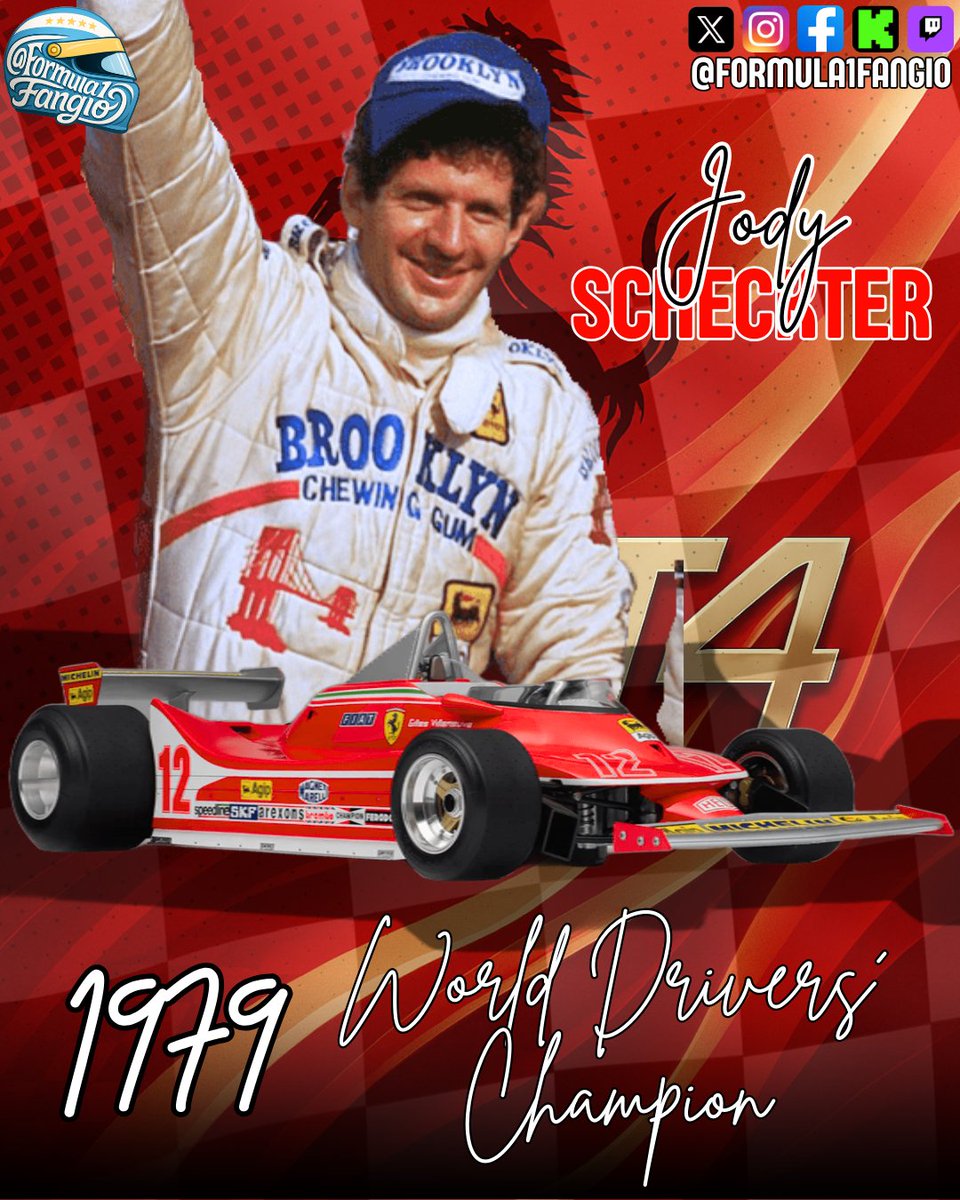 Formula1Fangio's tweet photo. Un día como hoy en 1979, Jody #Scheckter se coronaba campeón del mundo de #F1. Con 51 puntos, superó a #Villeneuve (47) y #Jones (40). Fue el primer y único título del sudafricano, quien se convirtió en la pieza clave de #Ferrari para conquistar la cima.
🧵 ABRIMOS HILO https://t.co/s6qCebw3kF