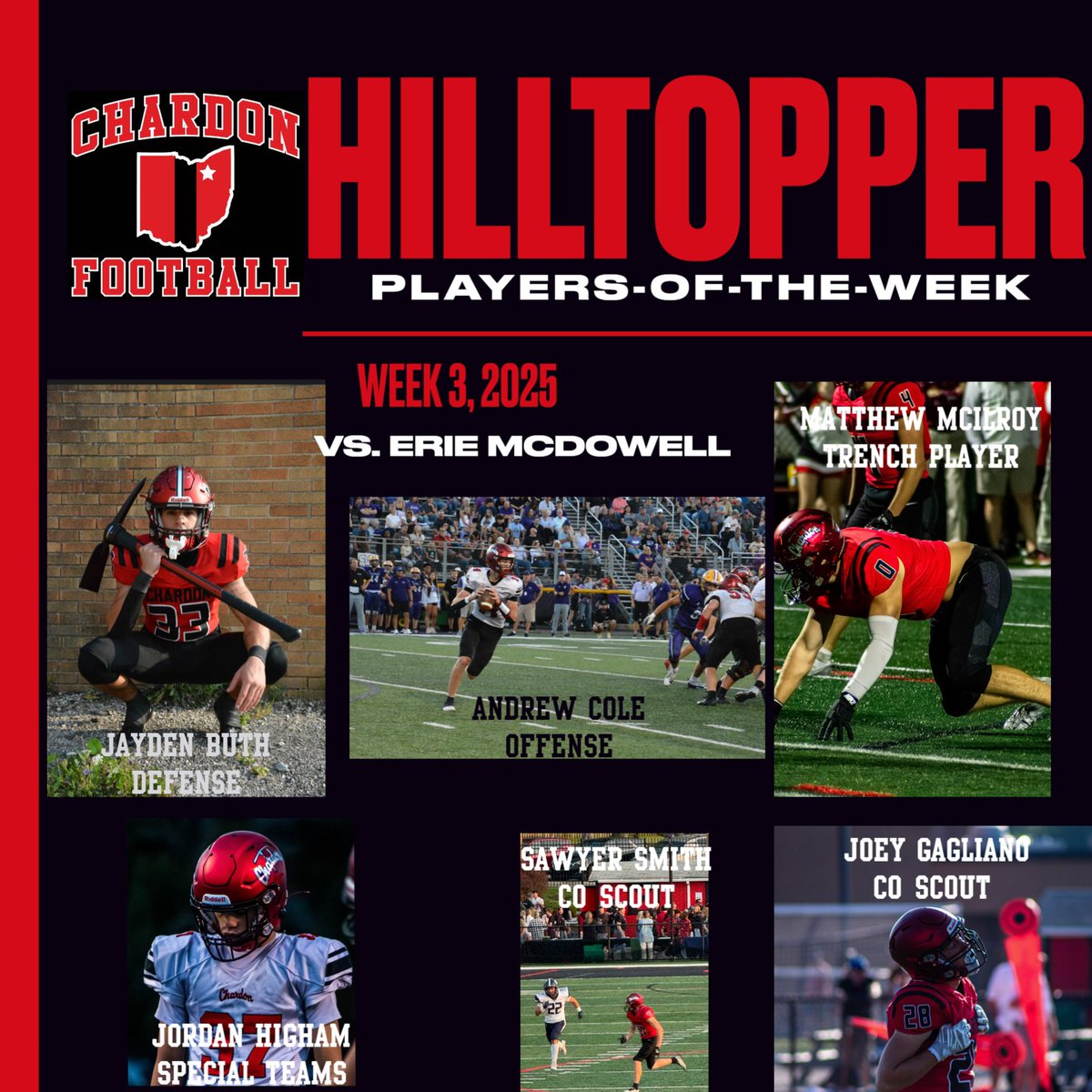 Congrats to the Hilltopper Week 3 P-O-T-W from the 26-9 victory over Erie McDowell!
