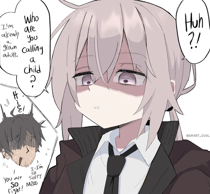 M200 is like 4ft 8in (142cm) tall, so she looks like a kid.
#GirlsFrontline 