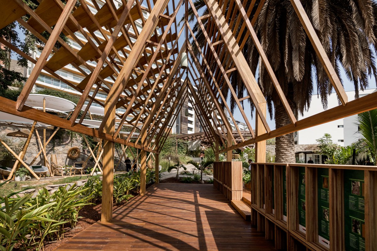 CASACORPERU's tweet photo. Una palmera, un ficus y la silueta etérea de una maloca virtual dan origen a un proyecto que trasciende lo efímero. Diseñado por Vicca Verde para @SerforPeru , este espacio honra la naturaleza y la arquitectura con una propuesta que abre la mirada hacia lo esencial.
#casacorperu https://t.co/ZIfHFAPPr5