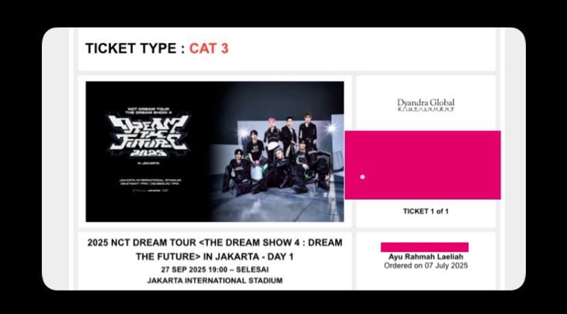 yurachanie's tweet photo. wtb wts want to sale tds 4 in Jakarta Underprice

🎟️ 1 Ticket Cat 3 — Day 1 
💰 1.700.000
✅ Boleh dp kecil
✅ Bisa COD venue H-1 

Atas nama aku sendiri, 1000000% No scam, boleh dm yaa thx 🫶🏻

#wtb #wts #tds4jakarta https://t.co/qodnYy0ly5