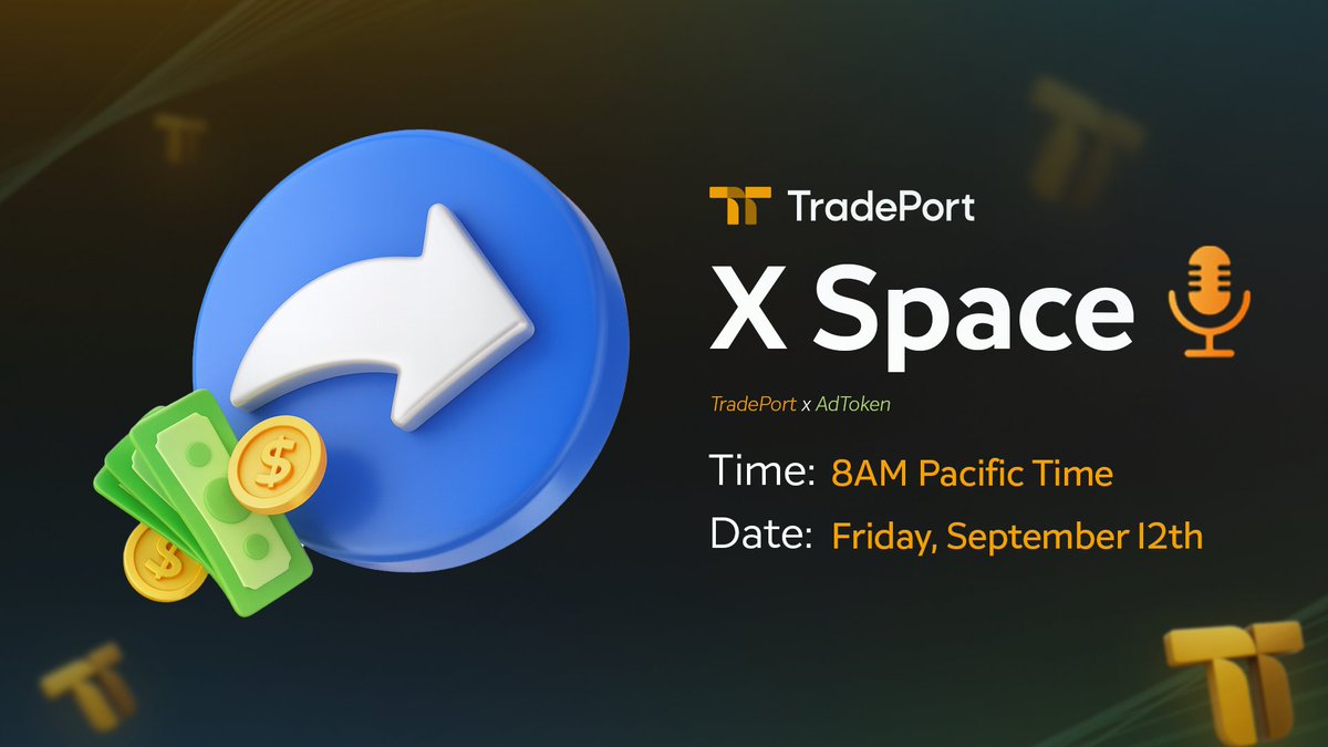 🚀 Join us this Friday for a convo with <a href="/ad_token_/">AdToken</a>!

We’ll explore their platform, which makes it easy to share your TradePort portfolio + listings directly on X. 

Set your reminders: x.com/i/spaces/1YpKk…