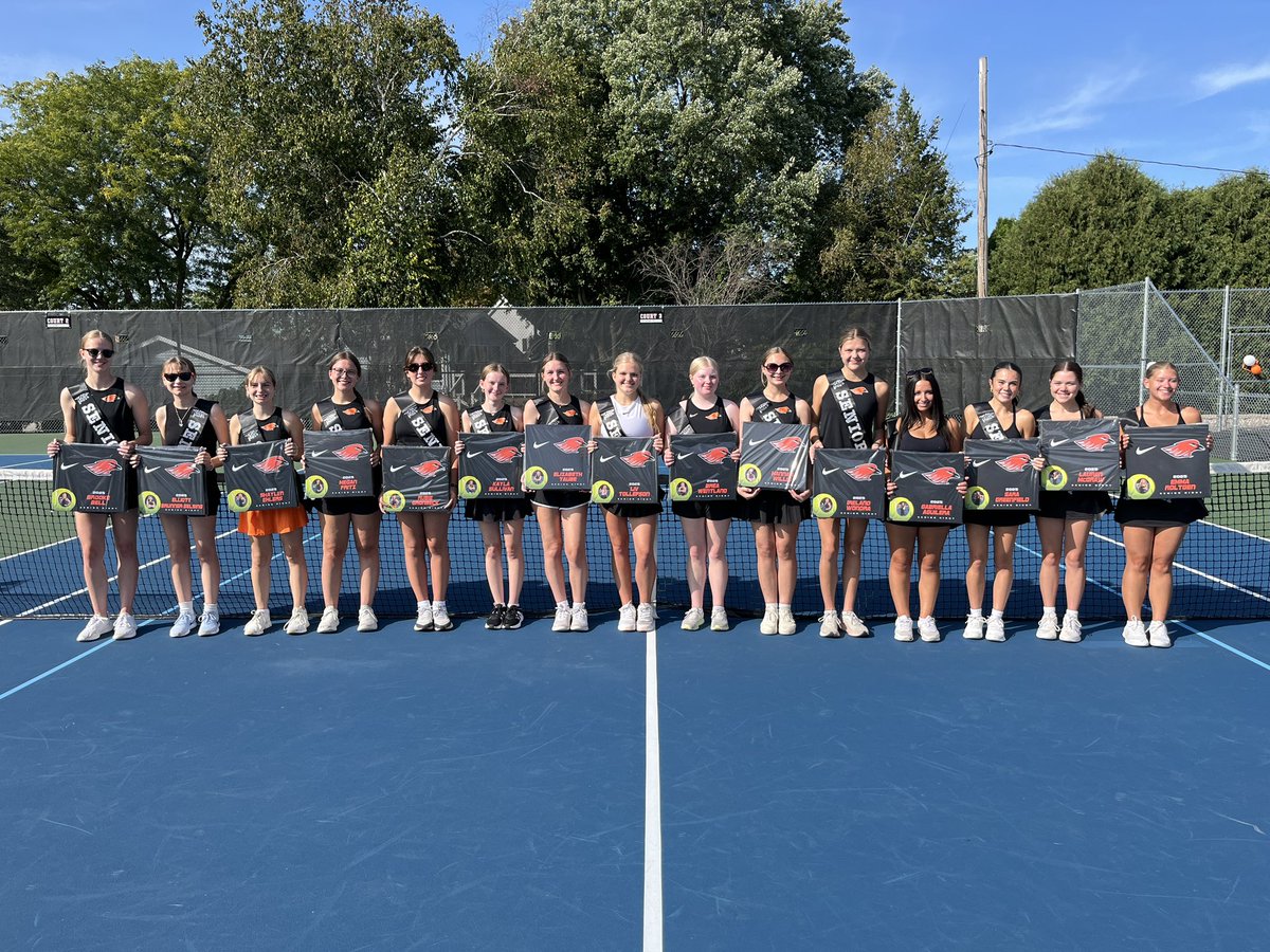 Thrilling, compelling, tense and exciting tennis tonight at our Home courts vs. an always prepared Slinger team. Congratulations to our Seniors on Senior Parent Night. The night culminated with a come from behind 4-3 varsity win and an 11-8 JV win! #SMART