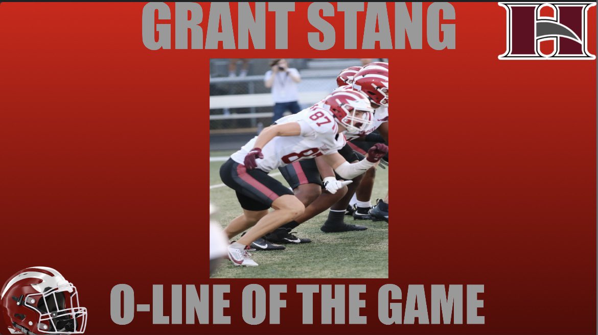 WEEK 3 — O-LINE OF THE GAME ‼️‼️ OL of the game from Week 3 was earned by TE <a href="/grant_stang87/">Grant Stang</a> Grant had a dominate game Friday making several big blocks and 1 TD!! Proud of you Stang! <a href="/HgroveFootball/">ℍ𝕚𝕝𝕝𝕘𝕣𝕠𝕧𝕖 ℍ𝕊 𝔽𝕠𝕠𝕥𝕓𝕒𝕝𝕝™️</a> <a href="/GroveRecruits/">Hillgrove Football Recruiting</a> #DFM