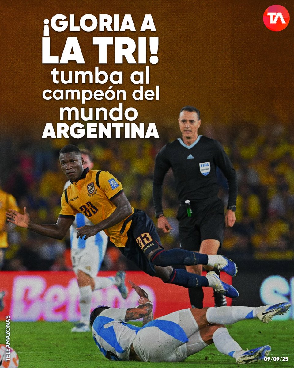 #Eliminatorias I ¡Así te quería ver, Tricolor! Ecuador vence a Argentina y termina segundo en las Eliminatorias. Jornada épica en Guayaquil ow.ly/XBjI50WUj3N
