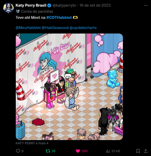 <a href="/katyperrybr/">Katy Perry Brasil</a> Sou fã da Katy desde 2012 e quero muito ir ao show de Brasília. Desde 2017 recrio as turnês no Habblet, cuidando de cada detalhe dos palcos. Vcs até já viveram essa experiência comigo. Agora quero sentir ao vivo o que sempre vivi virtualmente #MeLevaKPBR
x.com/twobiasz/statu…