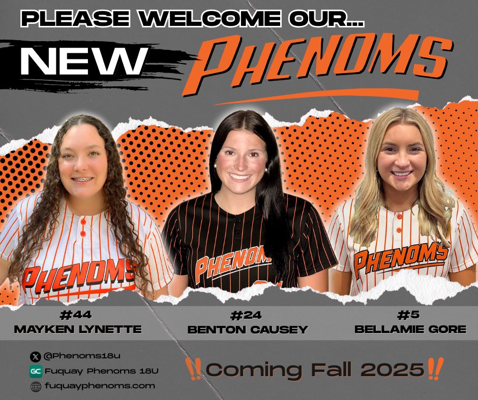 Our roster is finalized for the Fall2025/Summer2026 season, and we could not be more excited about adding these three studs to the pitching staff!
<a href="/MaykenLynette/">Mayken Lynette • 2026</a> 
<a href="/causeybenton/">benton causey</a> 
<a href="/BellamieGore1/">Bellamie Gore</a> 

Let’s go!💪🥎💪