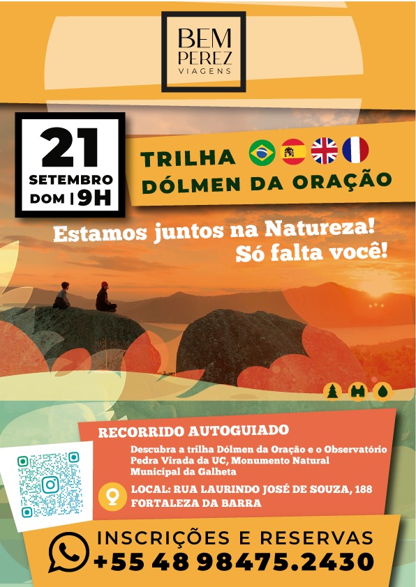 #TrilhaDolmenDaOração
Você já pensou em começar o domingo com uma dose de aventura e ar puro? Junte-se a nós para uma trilha inesquecível!
Vamos nos desconectar da rotina e nos reconectar com a natureza!
​📅 Domingo, 21 de setembro
⏰ 9h
📍José Lourindo de Souza 188
Fortaleza.