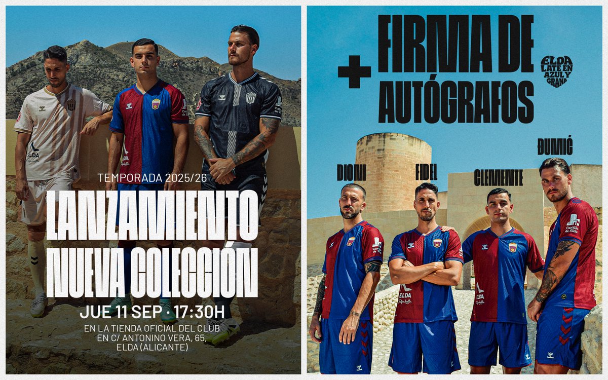 📯 La colección de la temporada 2025/26 ha llegado a la Tienda Oficial 🔵🔴 ¡Nos vemos este jueves desde las 17:30h!⌚️

❤️‍🔥 Además, nos acompañarán Dioni, Fidel, Clemente y Đumić ✍🏻

#EldaLateEnAzulYGrana #AupaDeportivo