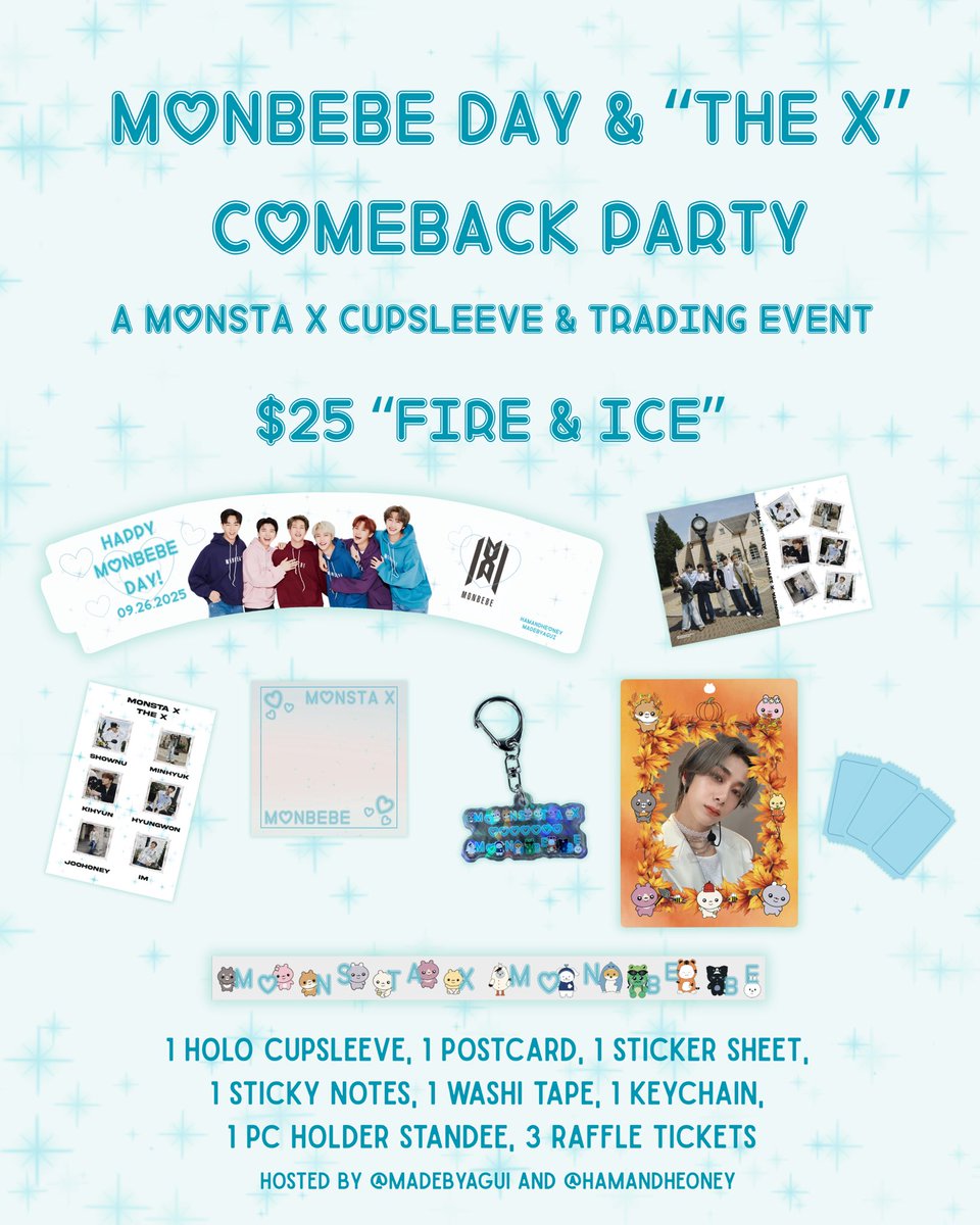 Our donation tiers for our MX MBB Day &amp; “The X” CB party! 

gomdrop.com/grouporders/pu…

#MONSTAX #MONSTA_X #MONBEBE