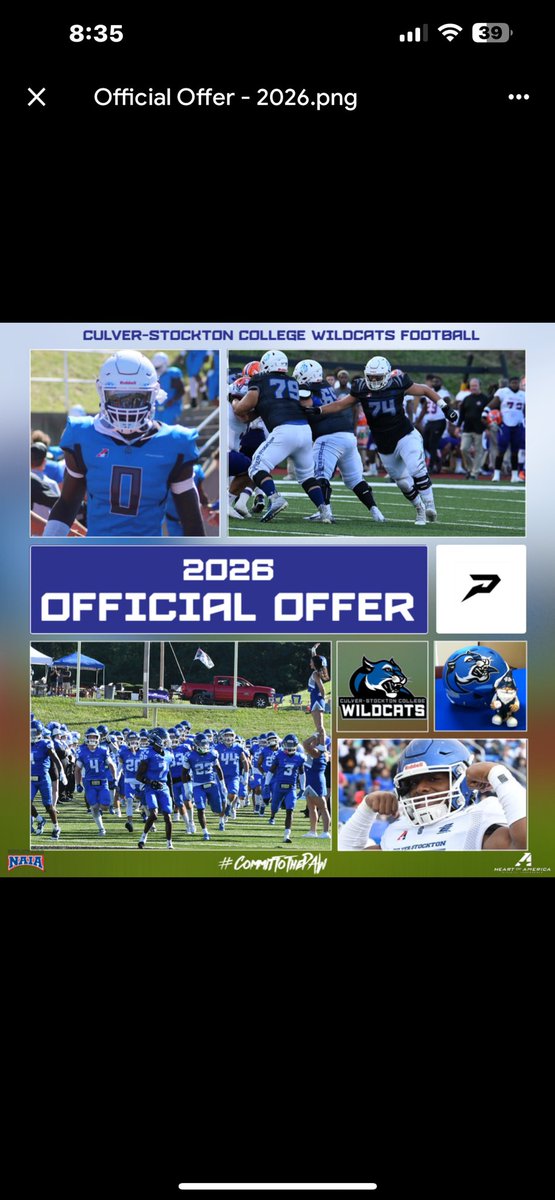 I am blessed to receive my 3rd offer from <a href="/CSCwildcatsFB/">Culver Football</a>!
<a href="/CoachCutshaw/">Roy Cutshaw Jr</a>
<a href="/nshswolverinefb/">North Stafford Football</a>
<a href="/TAscension/">KevinKJJohnson Sr.</a>