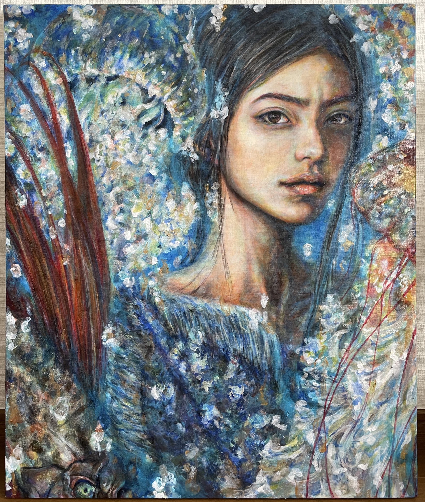 肉質画　油絵　fantasy 絵画 油絵 遠藤 勝 肉筆油絵 風景画 北アルプス 眺望 F10