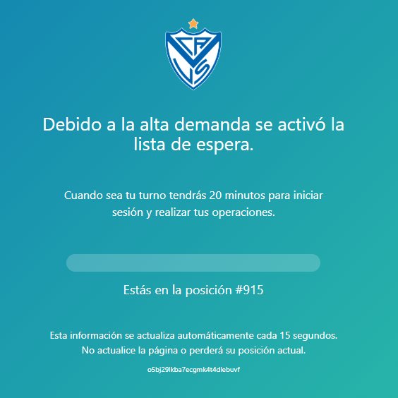 🧑‍💻 Ya hay lista de espera para comprar la entrada para el partido del próximo martes.

☑️ Por Sede Virtual, ya está habilitada la venta de localidades para socios para #Vélez vs. Racing.