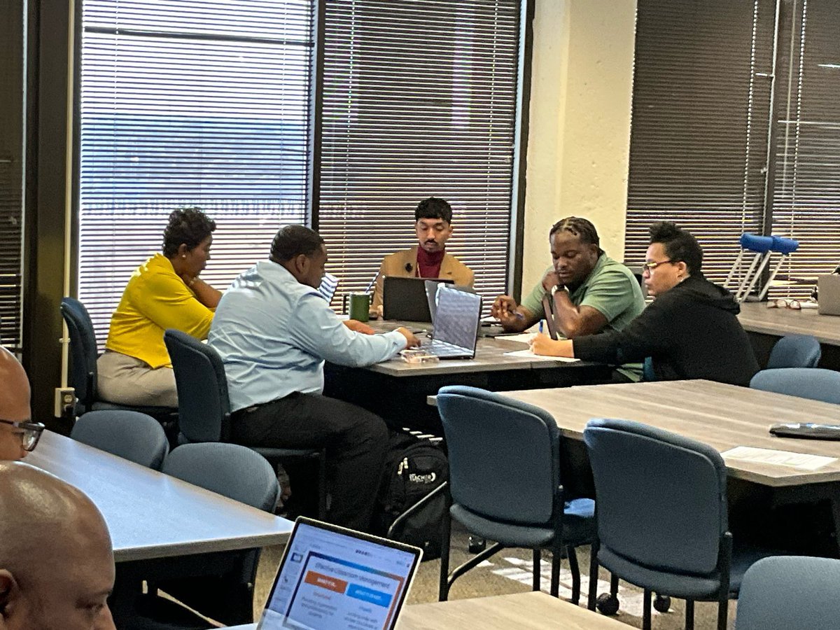 Tanya_N_Shelton's tweet photo. A great day with our Campus Instructional Leadership Teams! Teacher Leaders collaborated on classroom management techniques for new teachers and the Data PLC to bring us back to analyzing progress towards 1/2 band STAAR goals, student work analysis, and adjustments to re-teach TEKS to mastery.