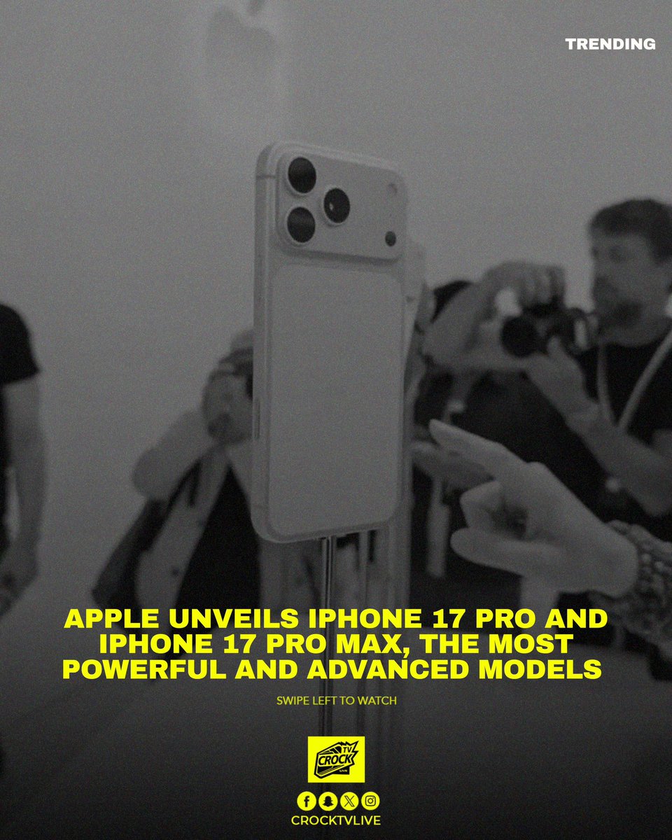 crocktvlive's tweet photo. With an all-new design powered by A19 Pro, iPhone 17 Pro features the best-ever performance, camera systems, and battery life in an iPhone

#iPhone17 #crocktvlive #xviral #KengNamping #الدوحة #fypシ 
#fypシ゚viral #tips #leak #iPhone17Pro #fyppppppppppppppppppppppp https://t.co/xOzWUpIcPN