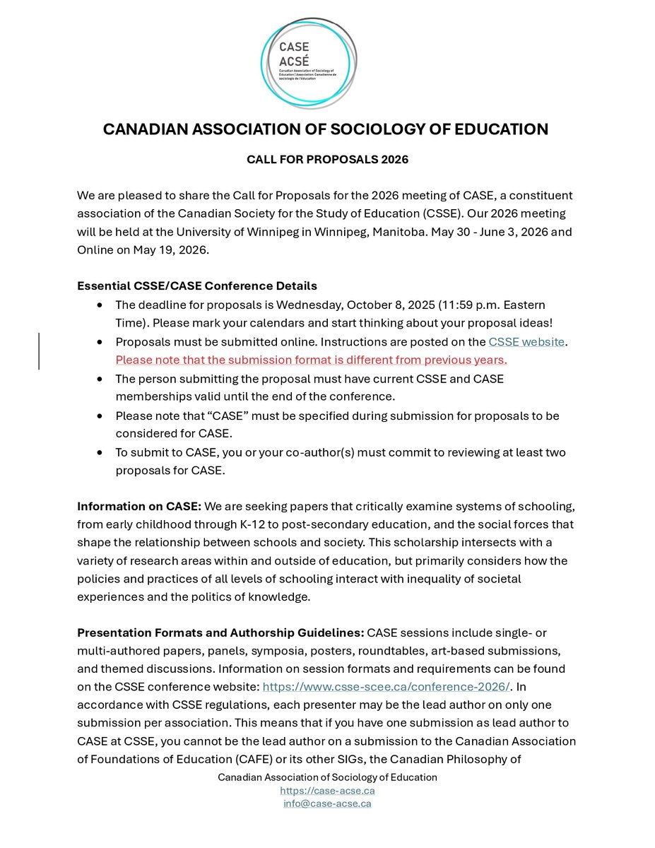 The Canadian Association of Sociology of Education tweet media