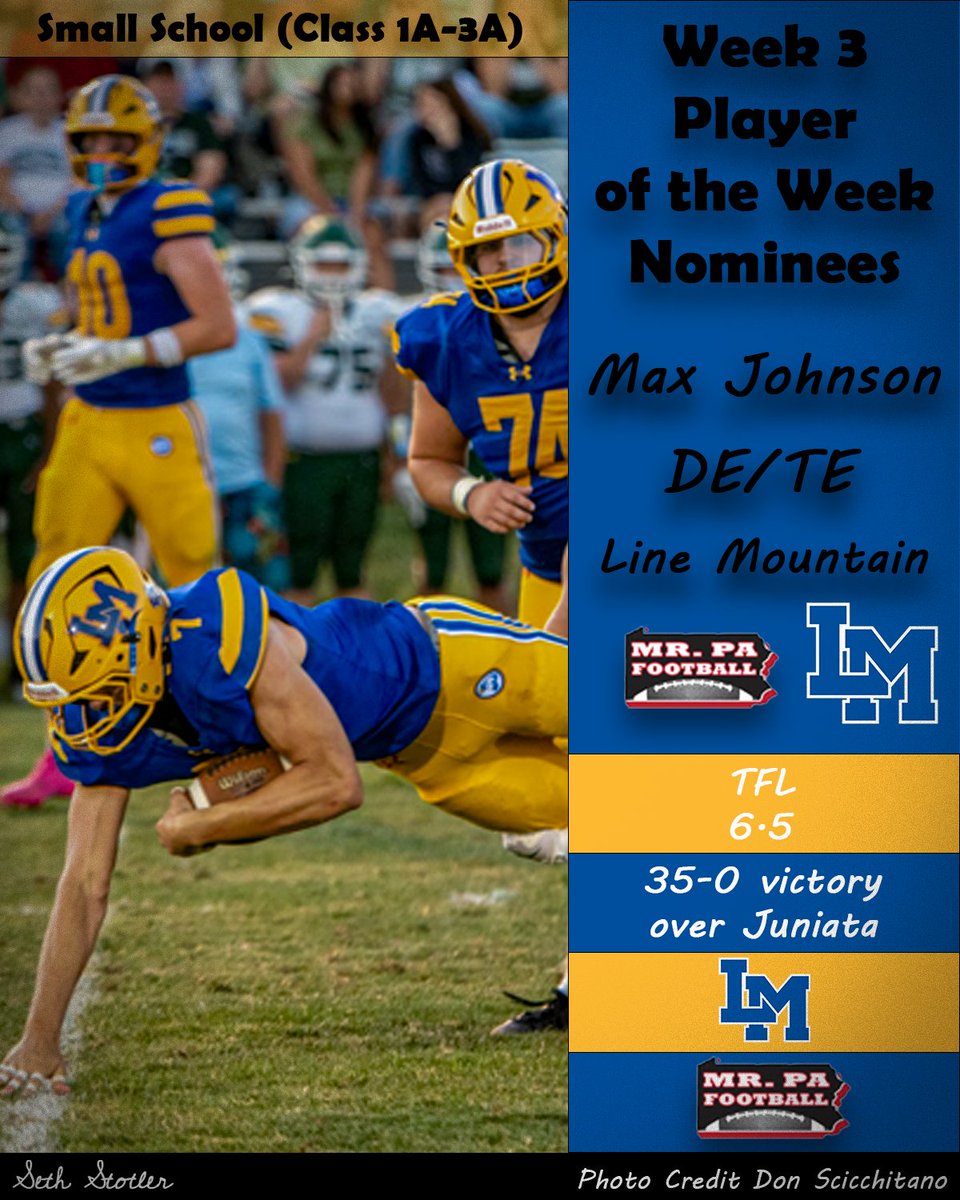 Cast your vote now for the Week 3 Player of the Week in the Small School category.  mrpafootball.com/mr-pa-football…
<a href="/Chad_Martin19/">Chad Martin</a> <a href="/LandenMurray31/">Landen Murray</a> <a href="/lucamangieri22/">Luca Mangieri</a>