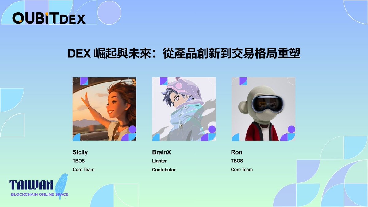 TaiwanBOS_'s tweet photo. 🌐 Join #TBOS2025 to explore the rise and future of DEXs!

🌟 The Rise and Future of DEX: From Product Innovation to Reshaping Trading Patterns

📅 Date & Time: September 10, 11:25~12:05 (GMT+8)

🎤 Speakers:
-RON, Core Team of TBOS @AKCB_Ron
-BrainX, Contributor of Lighter @brainx @Lighter_xyz 
-Moderator: - Sicily, Core Team of TBOS @Sicily150

🫂 Discover how decentralized exchanges are innovating products and transforming the global trading landscape!

💞 Special Thanks to @QuBitDEX as the Title Sponsor!

📺 Watch Live: On X @TBOS_2025 & YouTube https://t.co/a210bAtUE3