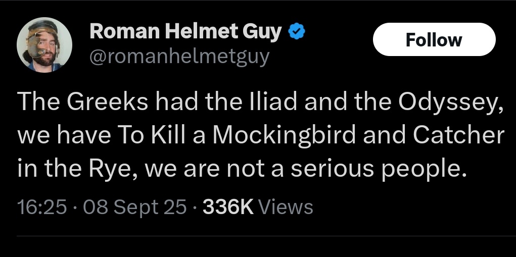 another great example of how trad Americans hate America more than I do. If there's one thing you can wholeheartedly respect the Americans for its their literary output