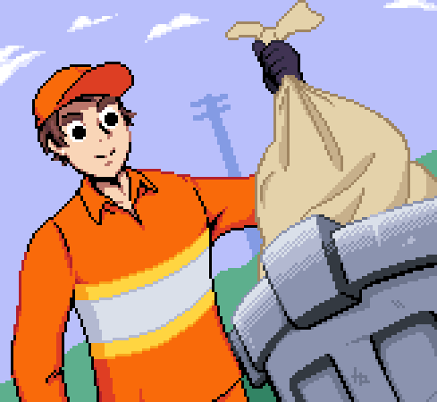 adammgamedev's tweet image. Keeping the city clean!♻️

#pixelart #ドット絵 #recyclequest