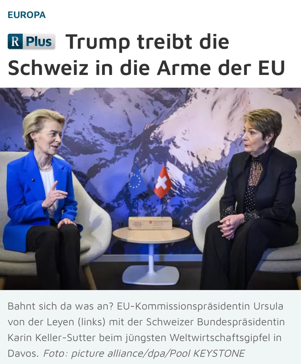 Manuel Cadonau (@mcpolitik) on Twitter photo Mr. President, <a href="/realDonaldTrump/">Donald J. Trump</a> <a href="/POTUS/">President Donald J. Trump</a>
Switzerland stands at a crossroads. While the European Union is trying to force us into over a thousand pages of new rules, obligations, and payments, our export economy is being crushed by US tariffs of 39 percent. These punitive measures Mr. President, <a href="/realDonaldTrump/">Donald J. Trump</a> <a href="/POTUS/">President Donald J. Trump</a>
Switzerland stands at a crossroads. While the European Union is trying to force us into over a thousand pages of new rules, obligations, and payments, our export economy is being crushed by US tariffs of 39 percent. These punitive measures