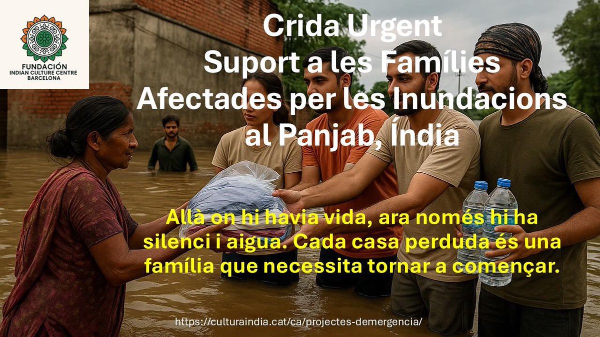 El Panjab (Índia) pateix les pitjors inundacions en dècades, Milers sense llar.
<a href="/icc_barcelona/">Fundación Indian Culture Centre</a> inicia projecte d’emergència.
💡 Les donacions desgraven a la renda (IRPF).
🙏 Col·labora ➡️ culturaindia.cat/ca/donacions/
#InundacionsPanjab