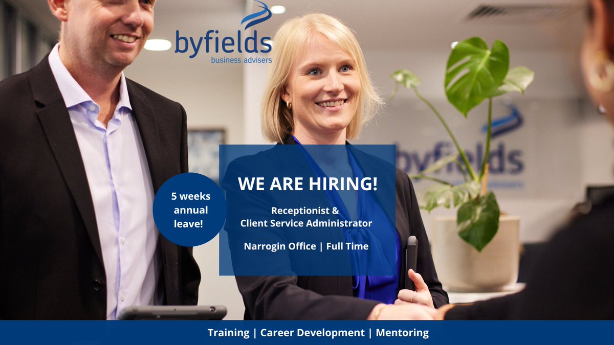 ByfieldsWA's tweet image. WE ARE HIRING - NARROGIN | Receptionist &amp;amp; Client Service Administrator

Nurture your future in Narrogin WA. 

Apply today: ow.ly/jYYu50WUlzy

 #ByfieldsWA #jobsreceptionist #jobscsa #receptionjobsnarrogin #employmentnarrogin