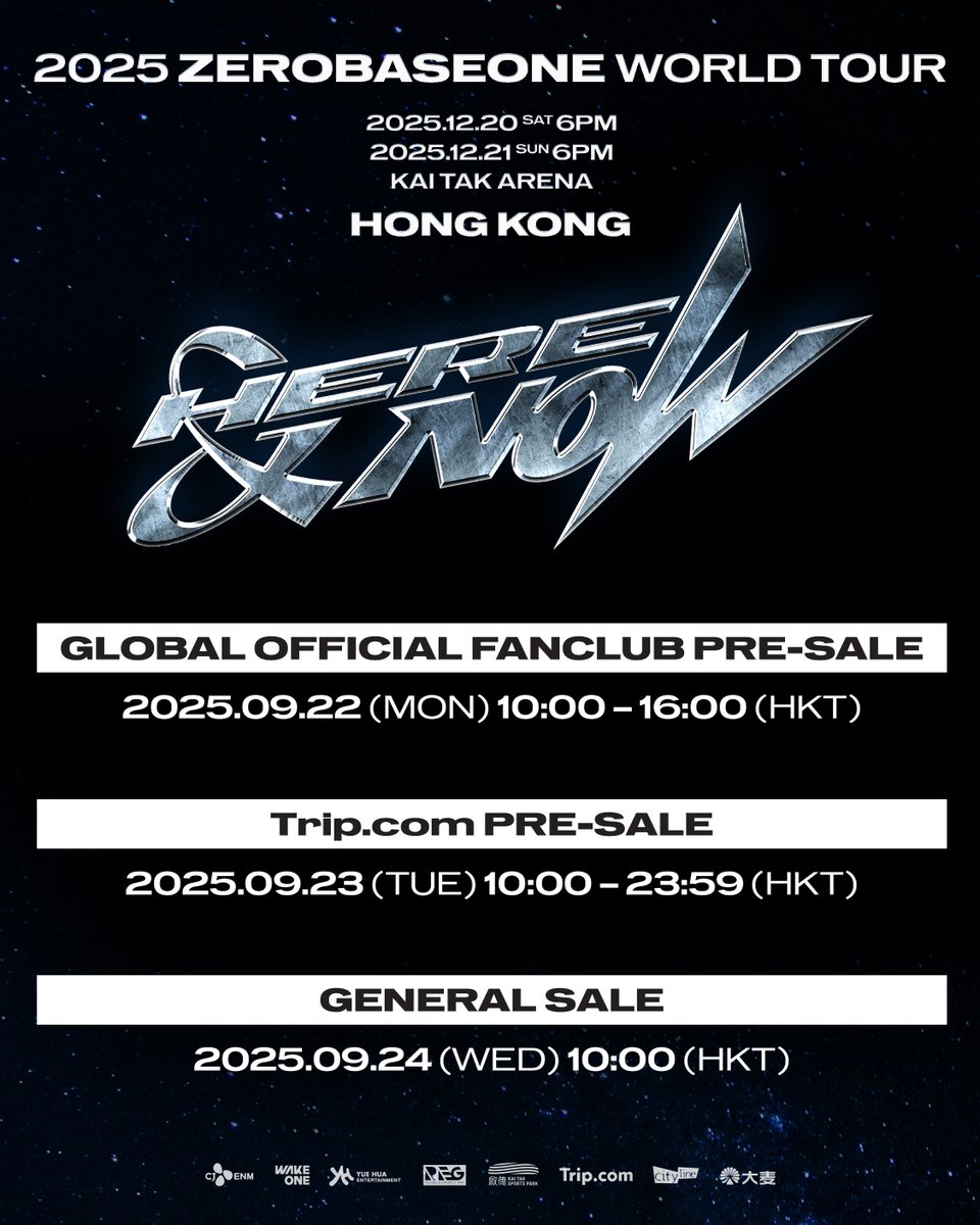 🎤【2025 ZEROBASEONE WORLD TOUR [HERE&NOW] IN HONG KONG】🎤 ZEROSE! The  long-awaited ticketing details have finally been released! See you all in  Kai Tak in December! 📍Date: 20th-21st December 2025 (Saturday & Sunday)