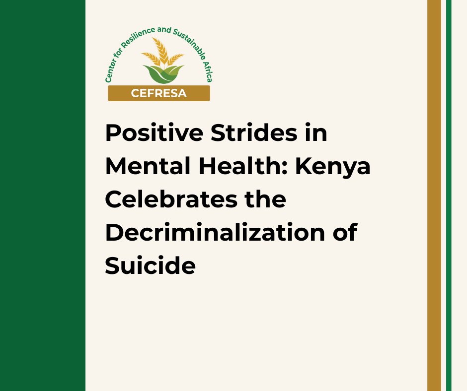 Today, on #WorldSuicidePreventionDay, we honour the strength of those who've struggled in silence and survived. <a href="/cefresa_ke/">Center for Resilience and Sustainable Africa</a> applauds the January 2025 court ruling decriminalizing attempted suicide, a powerful move toward healing, not punishment. <a href="/ChiromoHospGrp/">Chiromo Hospital Group</a>  <a href="/maskani254/">Maskani Ya Taifa 🇰🇪</a>