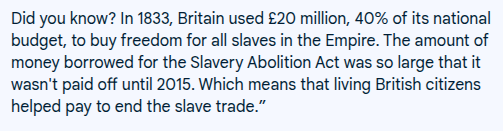 Melahi65919940's tweet photo. @BGatesIsaPyscho Britain did not invent slavery neither did they sell their own people to slave traders. https://t.co/V3l7T29rhp