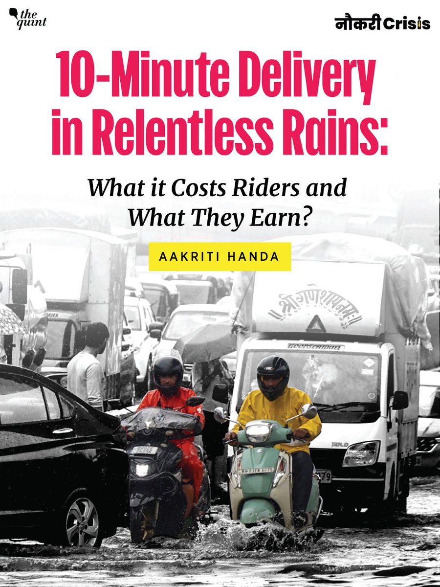 '16 hours on the road, barely ₹1,000 in hand': Delivery persons, racing against time to deliver goods in 10-30 minutes, are risking their lives every day for the sake of our convenience. The heavy rains and severe waterlogging has made their survival tougher. With no social