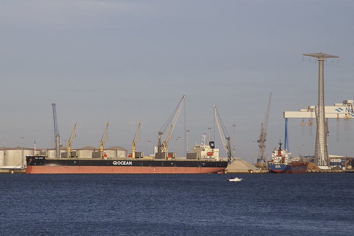 puertodecadiz's tweet photo. Fotografía del buque BIWA ARROW operando en La Cabezuela-Puerto Real, Puerto de #Cádiz #PortsofSpain #bulkcarrier #shipimages https://t.co/ZuMmvh7VhU