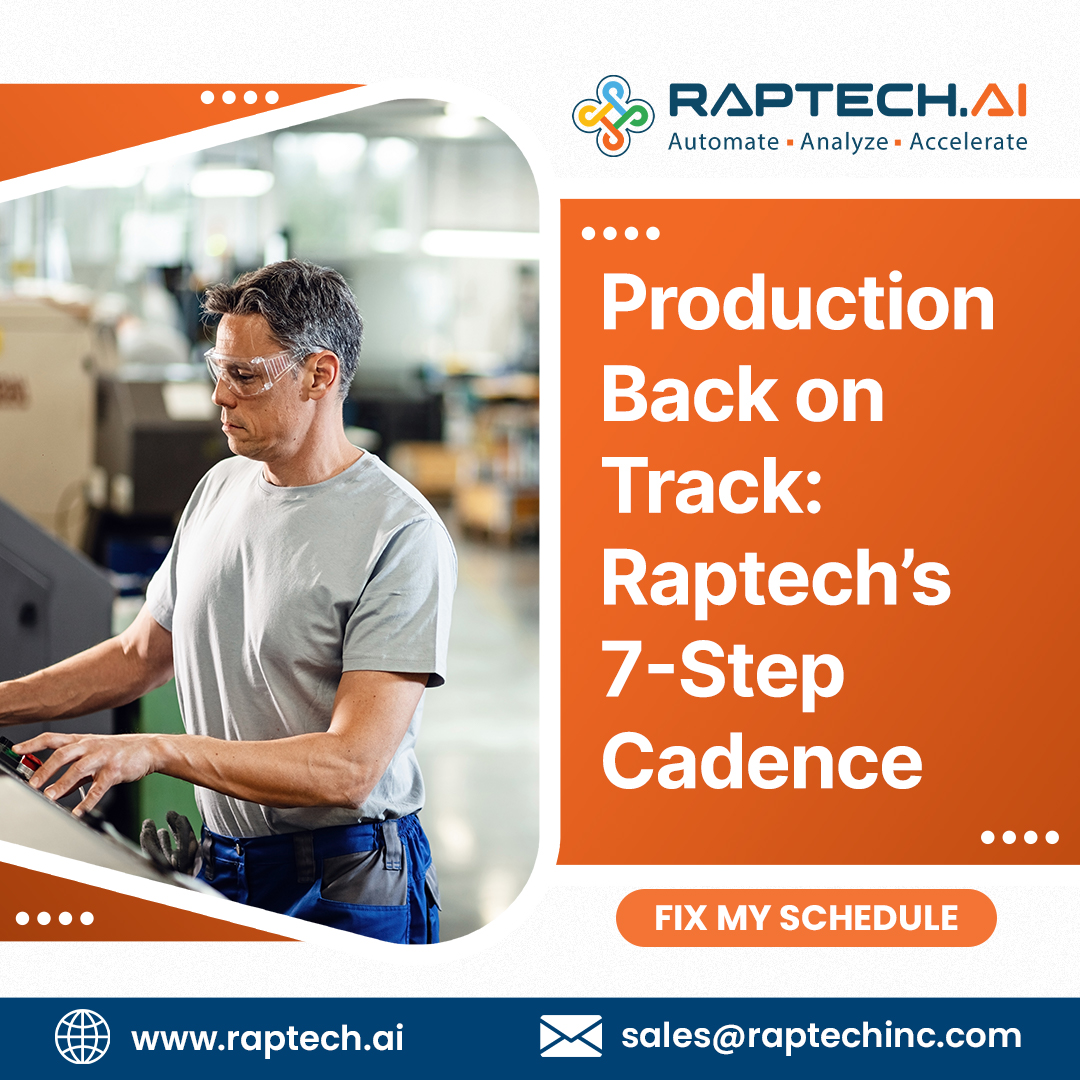 Raptech_AI's tweet image. Stop schedule slips. It’s the system, not the team. 7-step cadence (2 weeks): demand snapshot; capacity; constraints; kit gate; 48h freeze; 10-min huddle; simple reschedule rules. Tools amplify discipline. 

Book 20-min: tinyurl.com/2p8yxdbp 

#FactoryOps #ERP