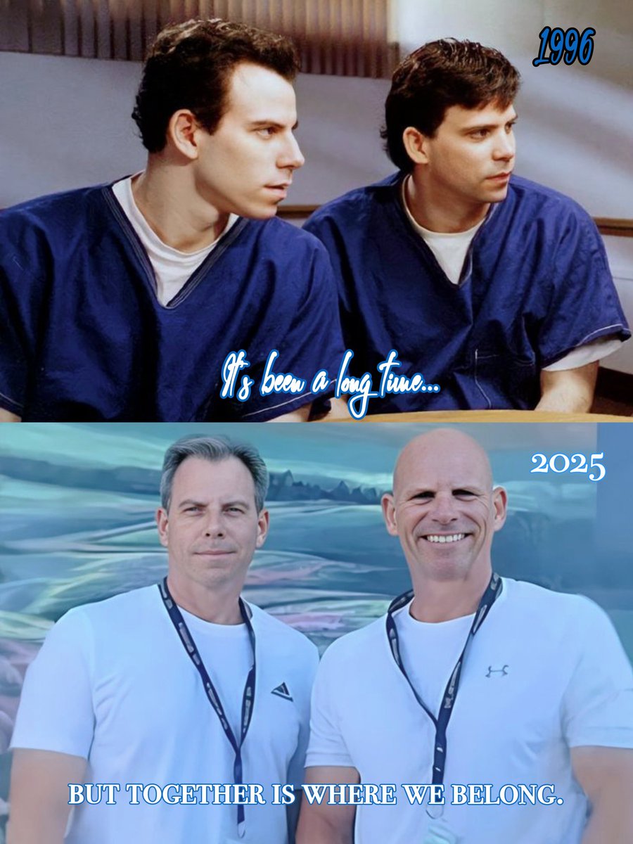 🗓️ 10 de setembro:
1993— lyle menendez senta no banco das testemunhas pela 1⁰ vez pra contar a verdadeira versão da sua história em seu julgamento.
1996— lyle e erik são enviados pra prisões separadas, eles só voltariam a se reencontrar em 2018.

#JusticeForErikAndLyle 💚🏡
