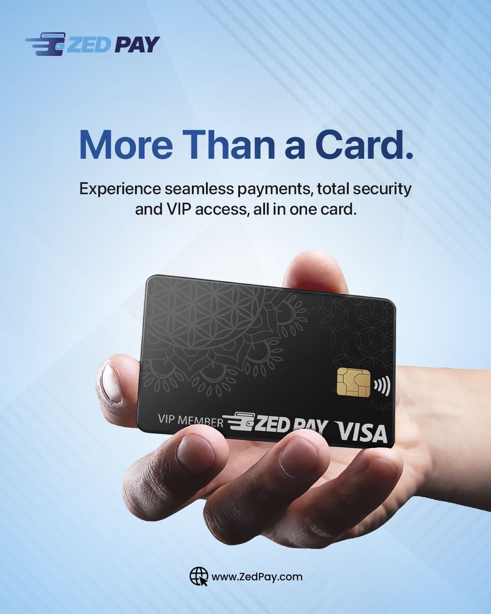 ZedPayCo's tweet image. More than just a payment method, it’s your gateway to security, flexibility, and VIP access.
ZedPay Visa. Built for those who expect more.
ZedPay.com
#ZedPay #VIPCard #FintechSolutions #ZedPayVisa #DigitalPayments #CardWithBenefits