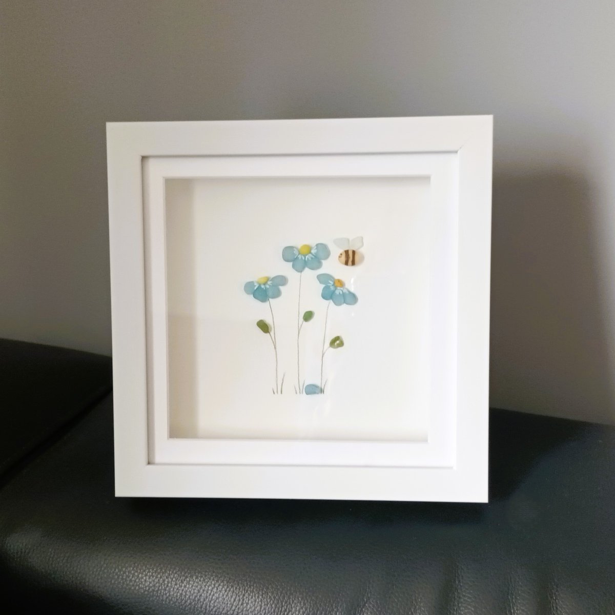 Framed Sea Glass Forget Me Not Flowers: Blue Wall Art by BeachStreetArt 
 etsy.me/4noi3hh via <a href="/Etsy/">Etsy</a>