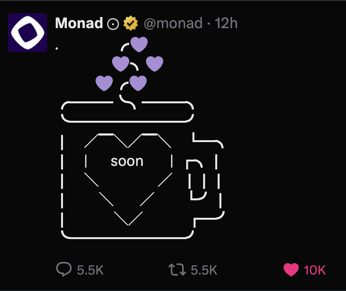 tran_en57107's tweet photo. Monad mainnet soon...

Billions of transactions, millions of users, thousands of apps — all possible on @Monad.

If you missed the early waves of Ethereum, Solana, or Sui…
this might be your chance to catch the next one. 🚀 https://t.co/ZVW0ArX0FW