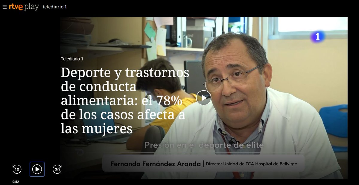 hbellvitge's tweet image. ➡️ La pressió en els esport d’elit pot derivar, en alguns casos, en diversos trastorns de la conducta alimentària (TCA). Ens en parla més el Dr. Fernández Aranda, Director de la Unitat de #TCA de l’#hbellvitge a l’informatiu de @rtve 
📺 miniurl.com/aqzqoo17