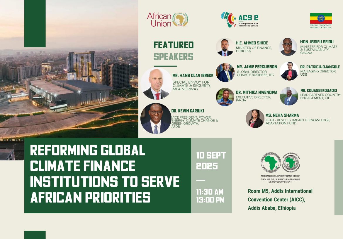 ThukuKariuki's tweet photo. Last day at #AfricaClimateSummit!

Join the 4 @AfDB_Group-led events:
10:00 at M6 - De-resking investment
10:00 at M10 - Unlocking Private Capital
11:30 at M5
 - Reforming Global Climate Finance
14:00 at F1 - Moving from climate finance pledges to disbursement

#ACS2 https://t.co/5dkCd6XrCn