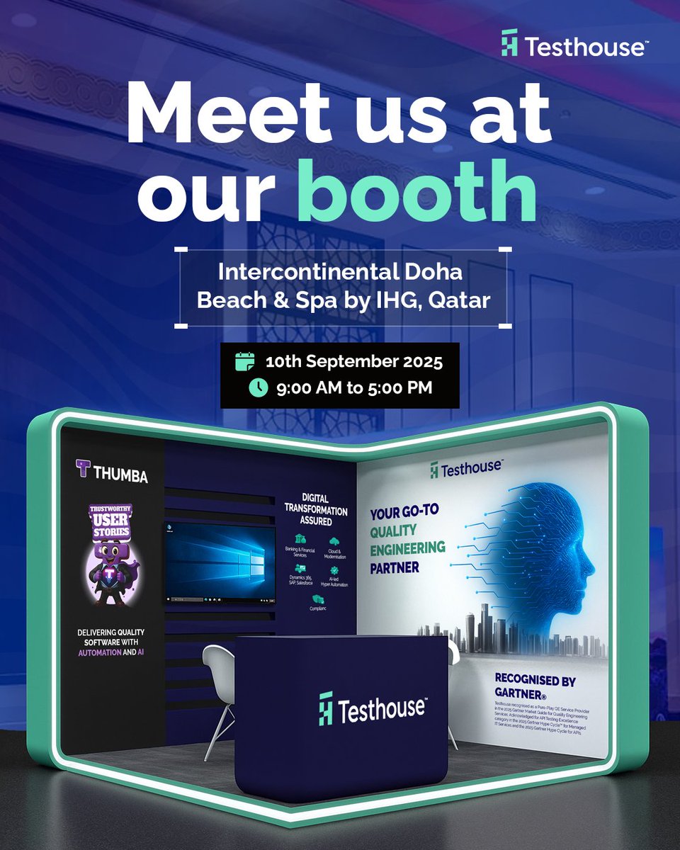 testhouseuk's tweet photo. We’re live at the Digital Transformation Summit. Stop by our booth to meet our team and discover how @testhouseuk  can accelerate your #digitaltransformation journey with #AI and #QualityEngineering! https://t.co/zmmDNbCnHX
