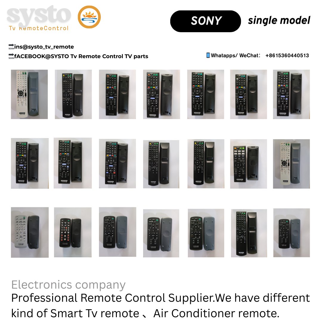 SystoRemote's tweet image. Support customization👇SONY  Single model👇
Multiple models are available for selection.More models can be customized.
🔗systo.hk
🔗linktr.ee/SystoOfficial
📱WhatsApp/WeChat：8615360440513
#tv #tvremotecontrol #tvremote #customized #remotecontrol #IntelligentLife