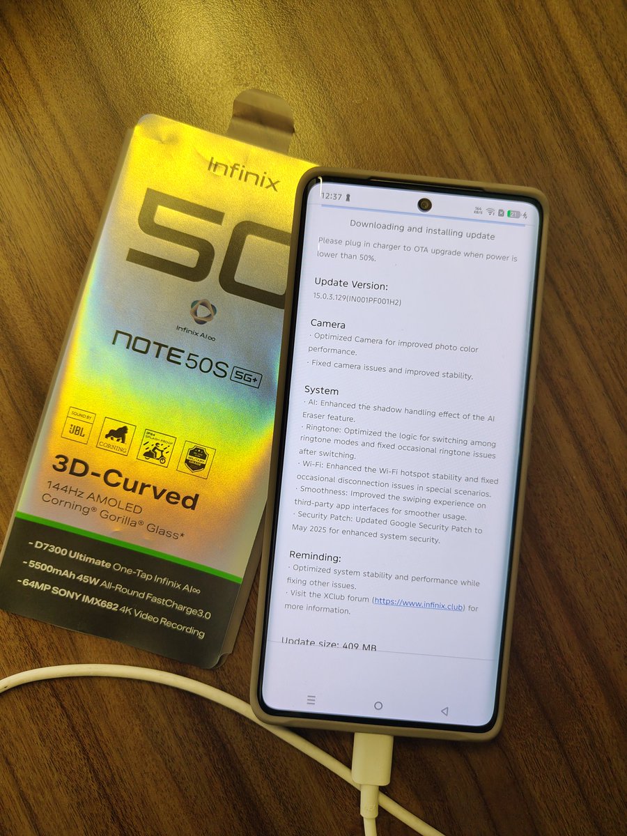 TechDekhoji's tweet image. Infinix Note 50s received a software update of 409MB

- camera improvement 
- Ai Enhancement 
- Sytem stability 
- Performance Improvement 

#InfinixNote50s