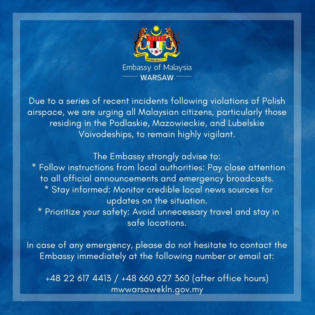 SECURITY ALERT FOR MALAYSIAN CITIZENS IN POLAND