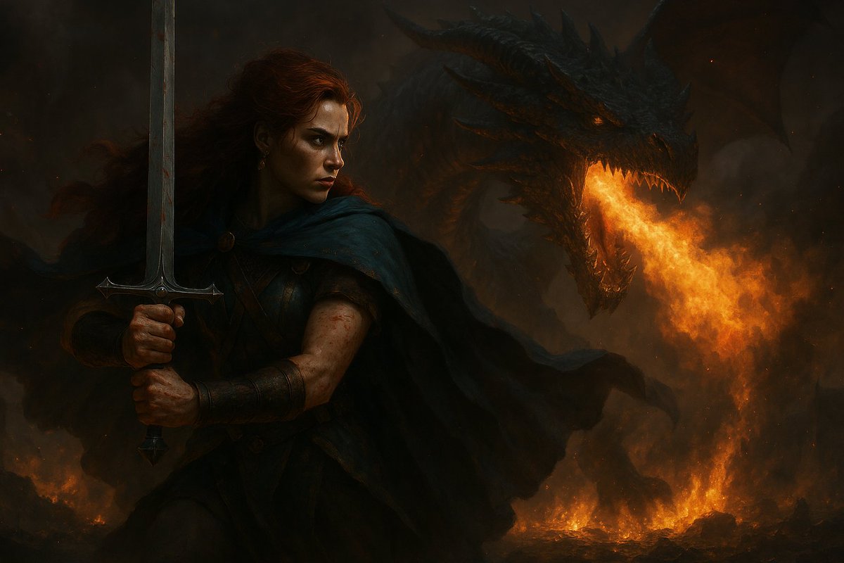 Project_VLA's tweet image. &quot;Drachenmittwoch&quot;
sounds kinda better, then &quot;dragon wednesday&quot; 😉
#ttrpgs #dragons #femalefighter