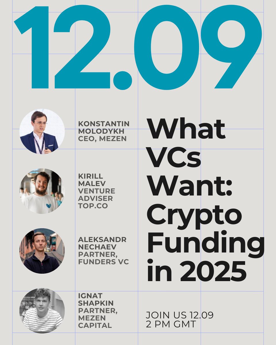 Building in Web3? Then don’t miss this.

On Sep 12, 2 PM GMT, I’m hosting a Space with people who live and breathe Web3 — bringing hard-earned insights on fundraising, market shifts, and where this space is headed:

🎙 Kirill Malev (<a href="/playittodeath/">Kirill Malev 🦢🦢🦢🦢</a>) — Venture Adviser at