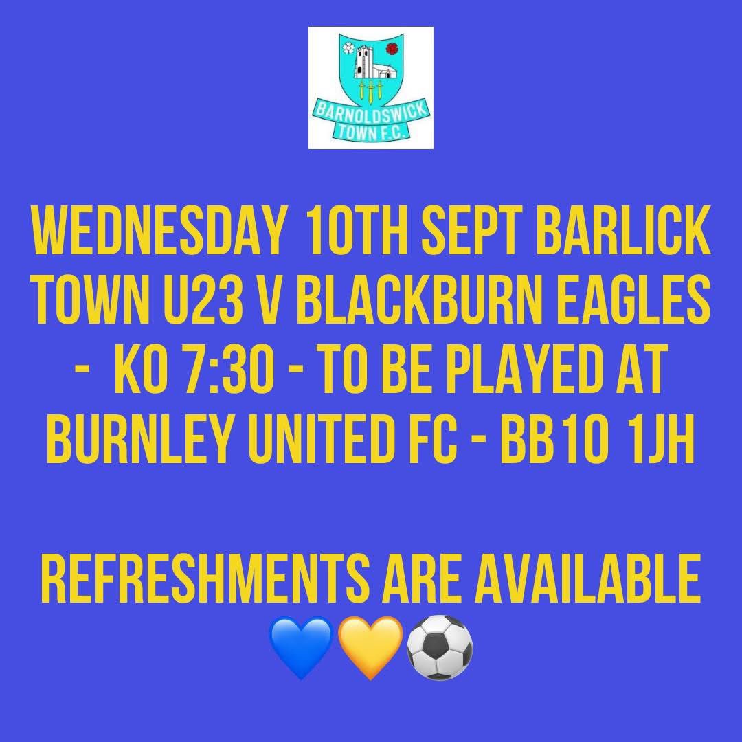 BurnleyUnited's tweet photo. ⚽️⚽️ Game Day ⚽️⚽️

Tonight we host a game for @barlickfc as their U23’s team take on @BlackburnEagles in the Lancashire U23 Football League, 7:30ko

Come and get your midweek football fix !

#helpingout
#CommunityClub
#inittogether
🔴⚫️ https://t.co/e25P5udG1e