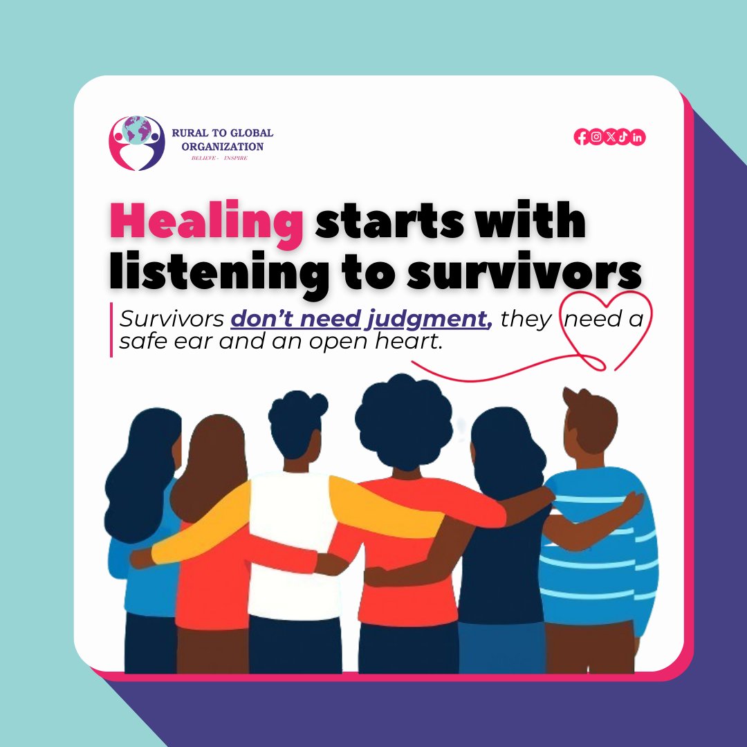 Healing begins with listening!

Let’s create safe spaces where survivors are heard and supported❤️

#AmplifyRuralCommunities #ListenToSurvivors #EndStigma